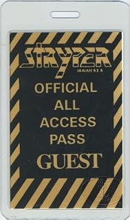 Stryper 1987 U.S. Laminated Backstage Pass