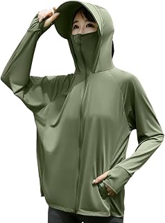 DMFU Women's Rash Guard Hoodie, Cool Touch, UV Protection, UPF 50+ 360-Degree UV Protection, Swimsuit, Body Shape Coverage, Cute, Rash Guard Hoodie, Sun Protection Wear, Solid, Long Sleeve, Summer