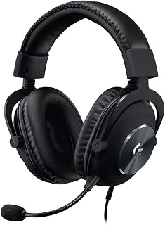 Logitech G PRO X Wired Gaming Headset - Black | Blue VO!CE Detachable Boom Mic, DTS 7.1, 50 mm Drivers, USB/3.5mm Aux, Spare Memory Foam Ear Pads, Bag & USB DAC Included