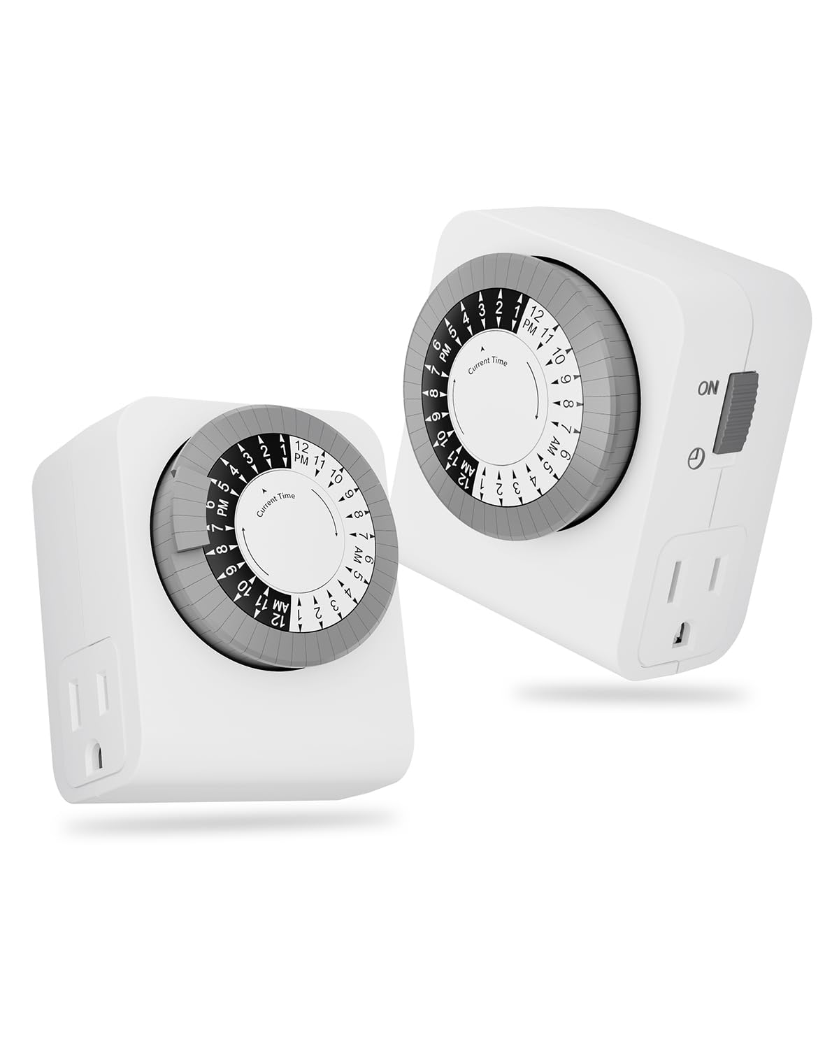 BN-LINK Timer Outlet with 2 Grounded Outlets, Mechanical Light Timers for Electr