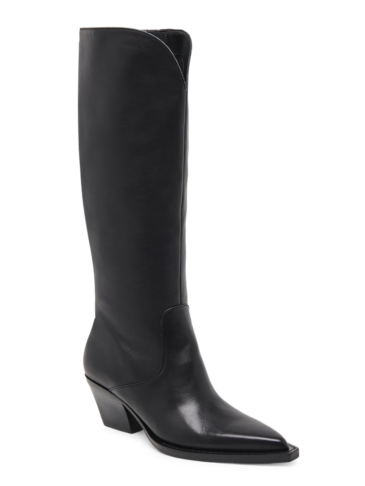 Coutgo Botas vaqueras de pantorrilla ancha para mujer, de gamuza, hasta la rodil