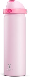 32 oz Insulated Water Bottle for Sports: Meoky Stainless Steel Water Bottle with 2-in-1 Straw and Spout Lid - Leak Proof, Cold for 24 Hours, Protective Silicone Base, BPA-Free for Women Gym, Blush