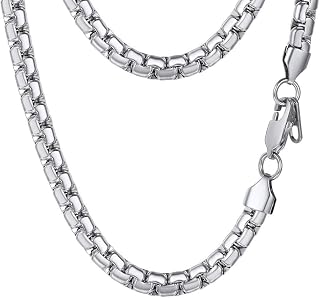 PROSTEEL Stainless Steel Flat Box Link Chain Necklace for Men
