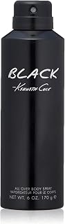 Kenneth Cole Black All Over Body Spray for Men, 6.0 Fl. Oz | Body Spray Cologne for Men, Aromatic Woody Fragrance, Notes of Watermint, Mandarin, Cedar, and Musk, Long-Lasting Cologne