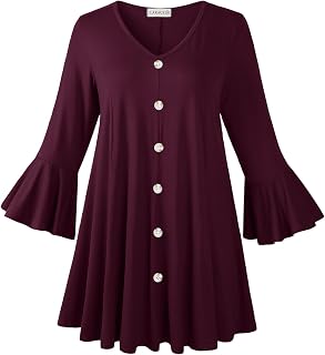 LARACE Womens 3/4 Sleeve Plus Size Tunic Tops Flare Sleeves Fall Shirts