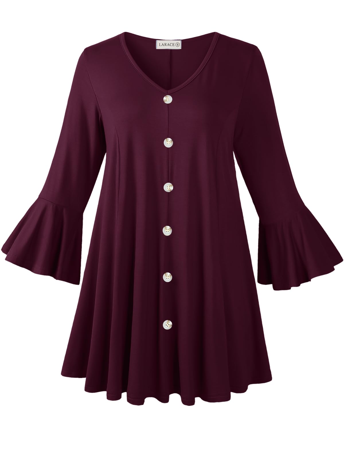 LARACE Womens 3/4 Sleeve Plus Size Tunic Tops Flare Sleeves Fall Shirts