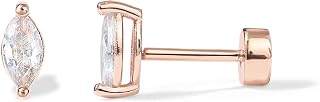 PAVOI 14K Gold Plated Solid 925 Sterling Silver Post Cubic Zirconia Flat Back Earrings for Women | Cartilage Earring | Helix Piercing Jewelry | Small Stud Earrings | Trinity, Pearl, Marquise, Opal