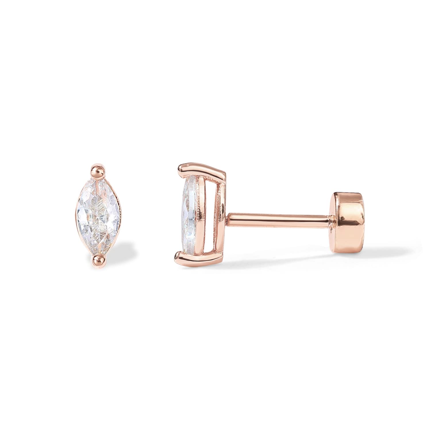 PAVOI 14K Gold Plated Solid 925 Sterling Silver Post Cubic Zirconia Flat Back Ea