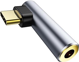 Adattatore Audio da USB C to 3.5mm, iPhone 17 Air Pro MAX USB Type C to 3.5mm Female Jack Headphone Adapter 90 Degrees, Dongle Aux DAC Stereo HiFi Right Angle for iPhone 16/15 Plus Pro MAX,ect.