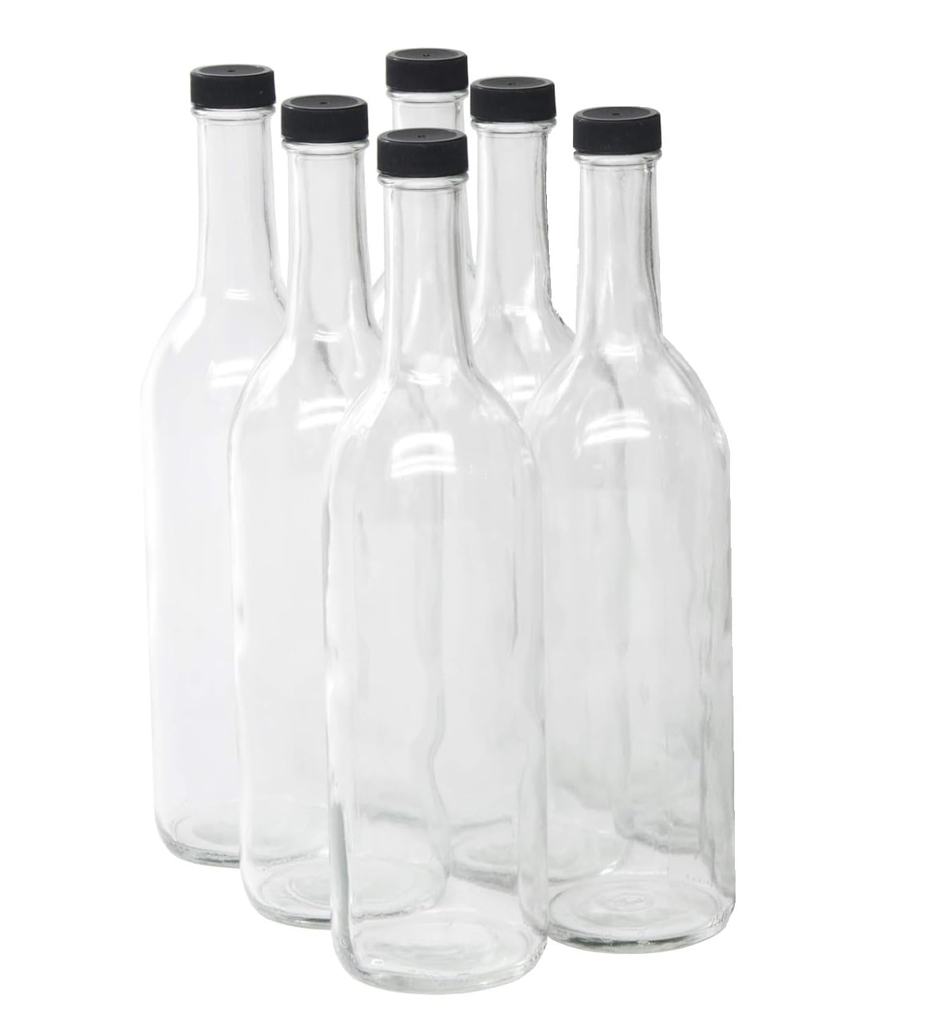 North Mountain Supply Glass Bordeaux Wine Bottles, 750ml, Case of 6, Clear | Hom