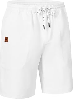 QPNGRP Men's Stretch Waist Casual Shorts with 5 Pockets Include 1 Zipper Pocket