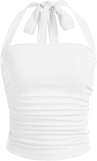 SOLY HUX Women's Y2K Ruched Halter Tops for Women