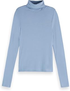 Scotch & Soda Women's Roll Up Neck Ls T-Shirt T-Shirt