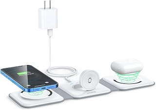 3 in 1 Wireless Charging Station for Apple,Foldable Magnetic Travel Charger