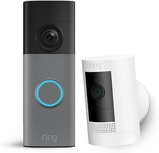 Ring Home Security Bundle: Battery Video Doorbell + Outdoor Camera Battery (Stick Up Cam) 1080p | DIY Wireless System | Two-Way Talk | Works with Alexa | 30-day free trial of Ring Subscription Plan