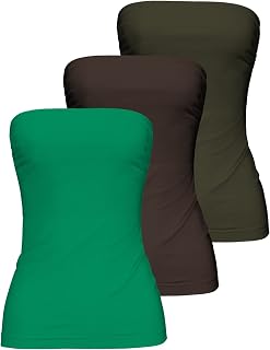 TAIPOVE Strapless Long Tube Tops for Women Stretchy Sexy Crop Camisole Shirts Bandeau Undershirt 3 Pack