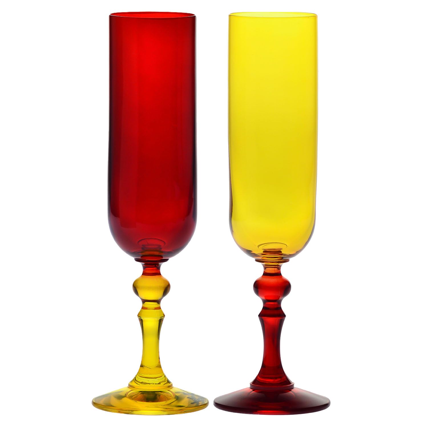 Krosno Coloured Champagne and Prosecco Glasses - 2 x 220ml - Bubble Collection -