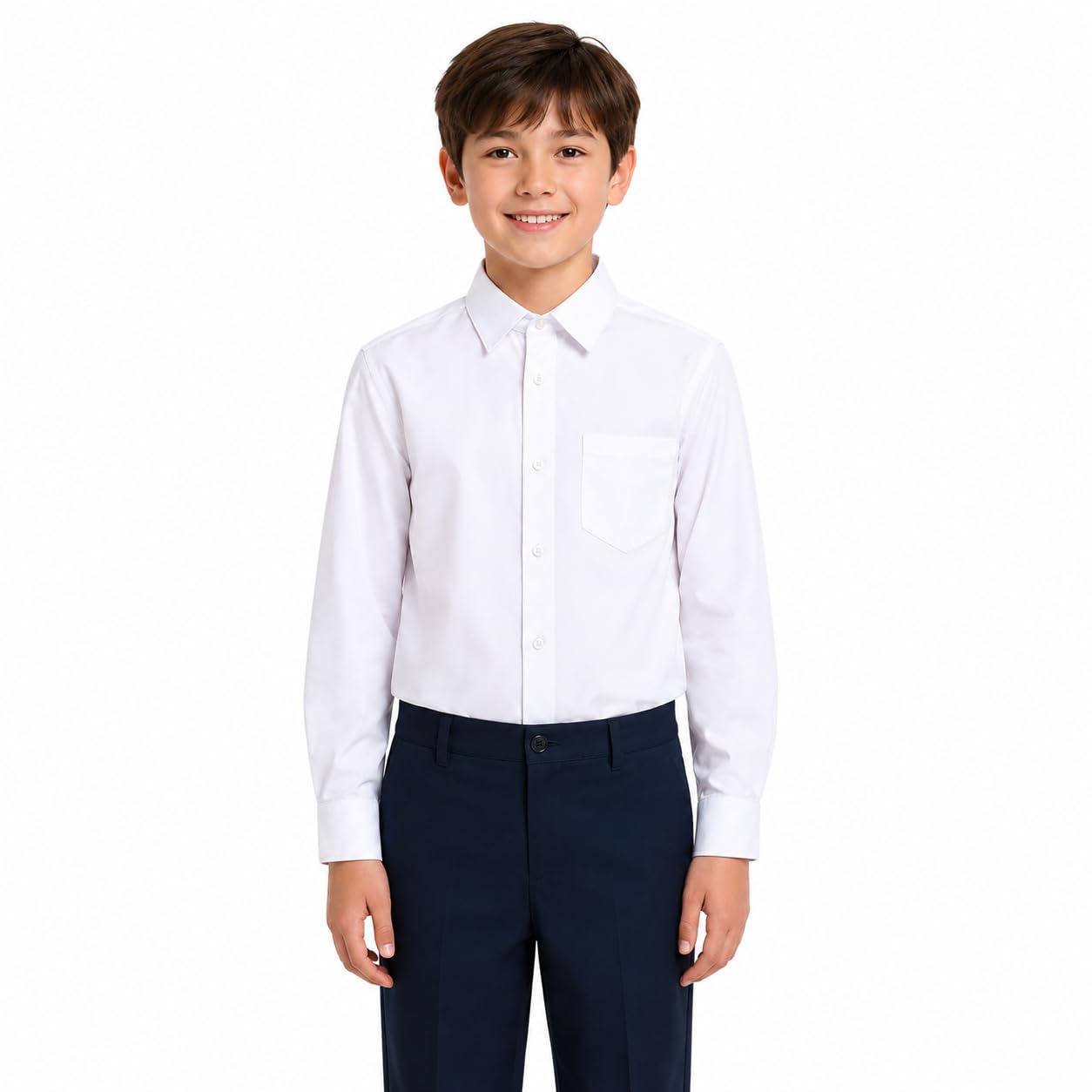 BIENZOE Boys Wrinkle-Free Dress Shirt: School Uniform Button Down | Picture Day,