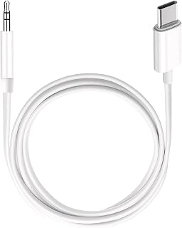 USB C to 3.5mm Audio Aux Jack Cable,3.3 ft, aux Cord for iPhone,Type C to 3.5mm Aux Headphone Stereo Cord Car Cable for iPhone 16/16 Pro, Samsung Galaxy S25 and Other iOS and Android Devices(White)