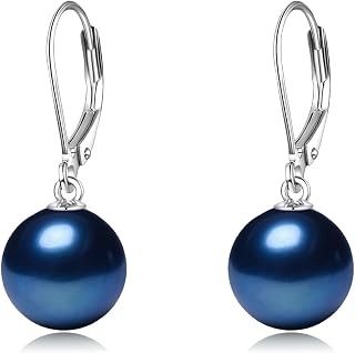 925 Sterling Silver Pearl Leverback Earrings Dangle Drop Jewelry Gifts for Women