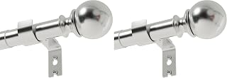 Curtain Poles for Eyelet Curtains Silver Curtain Pole for Door Curtain Pole Metal with Adjustable Brackets and Round Finials for Living Room, Bathroom, Bedroom（33-86.6inch, Silver） (Pack of 2)