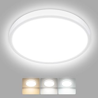 hepside Bathroom Light,3000K/4000K/6500K Ceiling Light 3 Color Temperature | Waterproof,Round,Flat,Small,Slim LED Flush Ceiling Lights for Bathroom, Kitchen,Bedroom,Bulkhead,Hallway,Porch and More