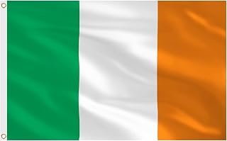 AhfuLife 1pcs Ireland Flag 150×90cm Ireland Flag Double Sided with Brass Eyelets for World Cup, European Championship, Football Events, Outdoor Gardens and Party