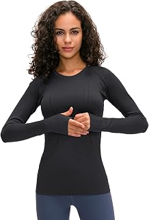 LUYAA Women's Workout Tops Long Sleeve Shirts Yoga Sports Breathable Gym Athletic Top Slim Fit