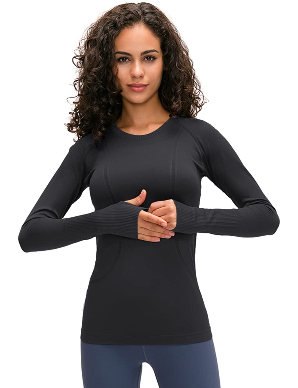 LUYAA Women's Workout Tops Long Sleeve Shirts Yoga Sports Breathable Gym Athleti
