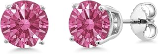 Gem Stone King 2-4 Cttw Round Gemstone Birthstone Stud Earrings For Women Men | 925 Sterling Silver | Round 7MM | Fine Jewelry Gifts for Women Her Mom Wife Men