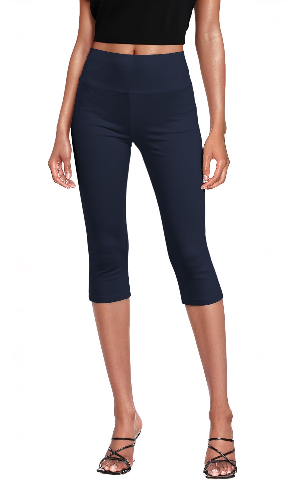 Hybrid & Company Womens Super Stretch Causal Pull On Millennium Twill Bermuda Sh