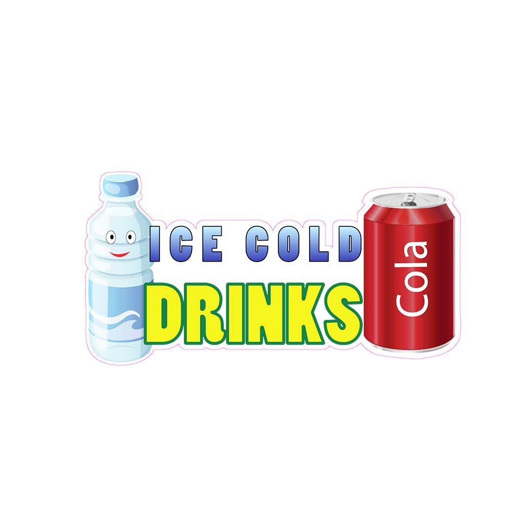 Ice Cold Drinks Concession Restaurant Food Truck Die-Cut Vinyl Sticker 8"