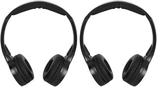 Wireless Car Headphones - 2 Channel IR Wireless Foldable Headphones for DVD Player, In-Car System, Plug n Play, No Delay
