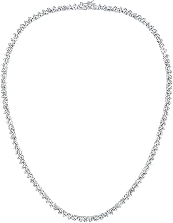 Gemsme 4mm Tennis Necklaces for Women - 3 Prong 18K White Gold Plated Round Cubic Zirconia Classic diamond Tennis Chain, Tennis Necklace for Women and Men, Size 16/18/20/22/24 inch