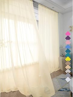 Light Yellow Sheer Curtains Window Curtains 2 Panels 208 Inches Long for Bedroom Living Room Yard Kitchen