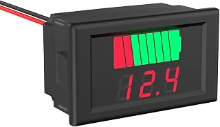 Battery Voltage Monitor, 2 in 1 Universial Battery Status Monitor 12V, 24V, 36V, 48V, 60V LED Digital Battery Meter for Lithium Battery&Lead - Waterproof Red Display