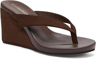 Coutgo Sandali da donna con zeppa e plateau, infradito, ciabatte estive da spiaggia