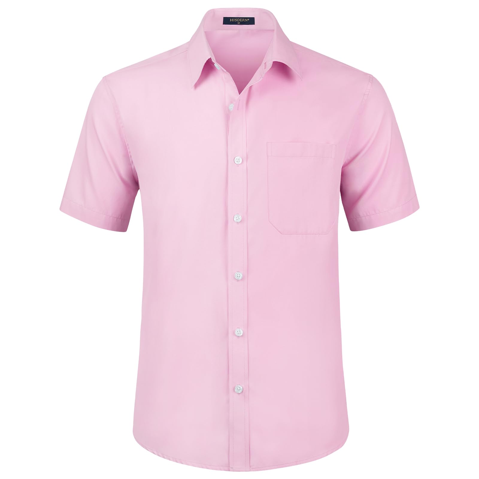 HISDERN Men's Short Sleeve Dress Shirt Button Down Casual Shirts Regular Fit For