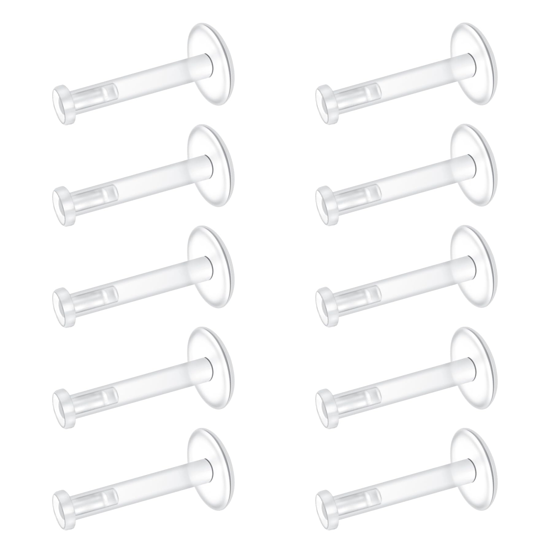 LAURITAMI 10Pcs Clear Labret Studs Clear Earrings Flat Top, 18G 16G | Clear Invi