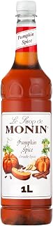 MONIN Premium Pumpkin Spice Syrup 1L, for Coffees, Frappes and Hot Drinks | 100% natural flavours and colourings, vegan-friendly, allergen-free, latte creation, cocktail mixer, bar and cafe essential