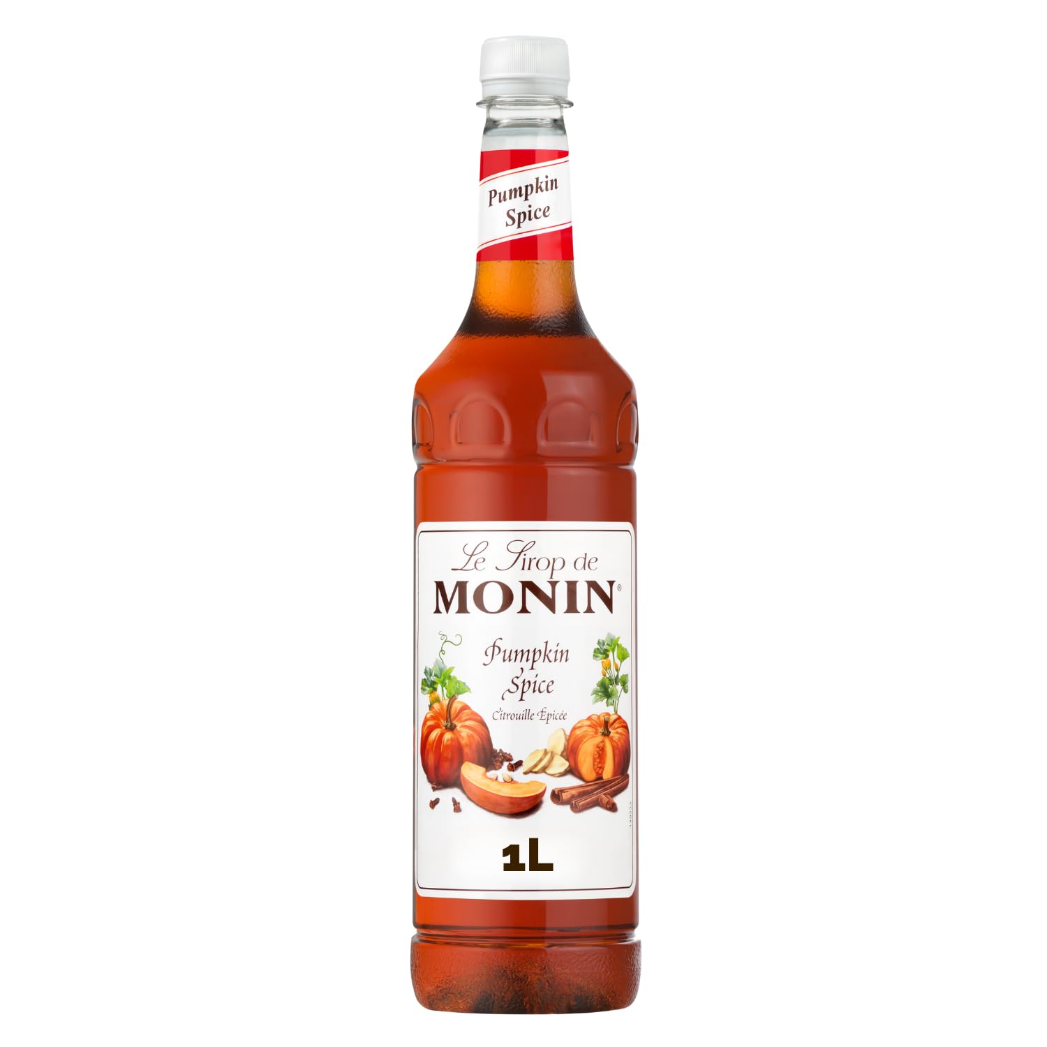 MONIN Premium Pumpkin Spice Syrup 1L, for Coffees, Frappes and Hot Drinks | 100%