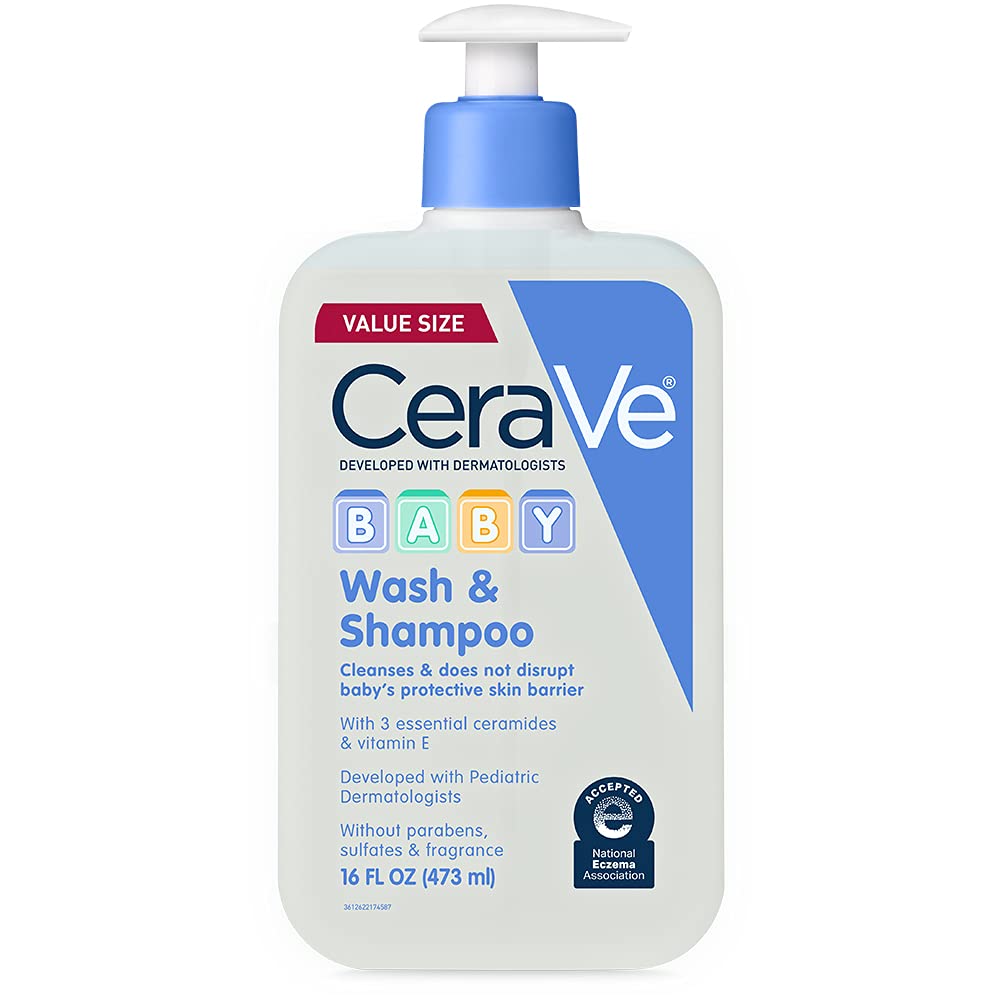 CeraVe Baby 2-in-1 Wash & Shampoo with Vitamin E for Hair & Skin, 16oz | Tear-Fr