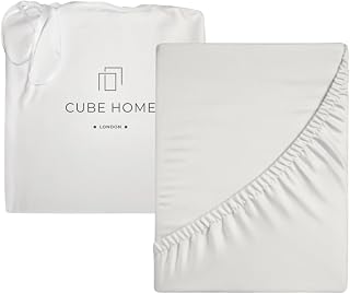 Cube Home - Luxury Fitted Sheet, Deep Pocket - 100% Natural Bamboo, Soft, Breathable, Anti-Bacterial, Anti-Allergy, Super King Bed 180x200 cm - Light Grey