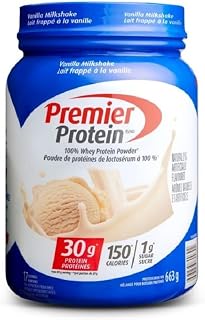 Premier Protein Powder, Vanilla Milkshake, High Protein Powder, 30g of Protein, 1g Sugar, 100% Whey Protein, Keto Friendly, Gluten Free, 17 Servings, 663 Grams