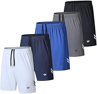 5 Pack Men's Sports Shorts with Pockets and Elastic Waistband Quick Dry Running Shorts
