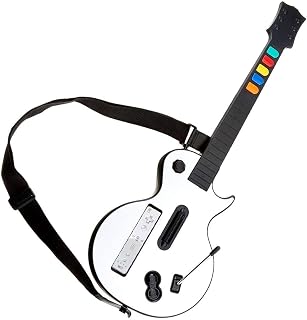 DOYO Wireless Wii Guitar Hero Controller with Strap - White | Compatible with Guitar Hero and Rock Band 2 & 3 (Excludes Rock Band 1)