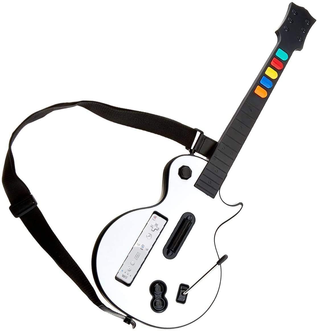 DOYO Wireless Wii Guitar Hero Controller with Strap - White | Compatible with Gu