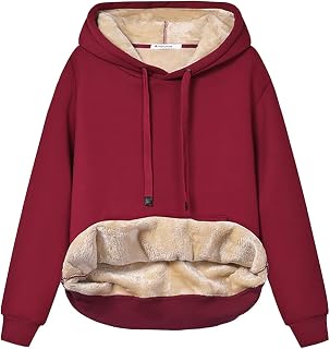 Womens Winter Hoodies Warm Fleece Sherpa Lined Pullover Hooded Sweatshirt