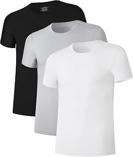 COLORFULLEAF Mens Bamboo Rayon Undershirts Crew Neck T Shirts Short Sleeve Slim Fit Tees Moisture Wicking 3 or 6 Pack