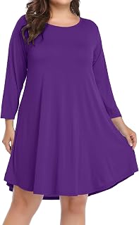 BELAROI Womens Plus Size Fall Dresses A-Line Swing 3/4 Sleeve